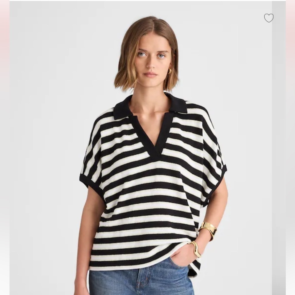 Madewell // EUC Relaxed V-Neck Polo Shirt in Stripe